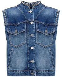 AllSaints - Mav Stud-Embellished Denim Waistcoat - Lyst