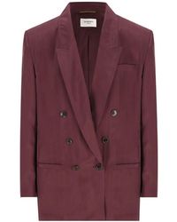 Saint Laurent - Habotai Double-Breasted Peak-Lapel Jacket - Lyst