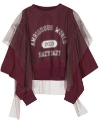 Undercover - Tulle-overlay Cotton Sweatshirt - Lyst