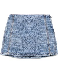Ermanno Scervino - Minigonna Denim Con Stampa Coccodrillo - Lyst