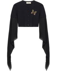 Blumarine - Butterfly-Appliqué Flared-Sleeve Cardigan - Lyst