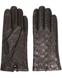 Calvin Klein - Re-Lock Logo-Embossed Leather Gloves - Lyst