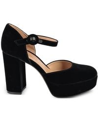 Gianvito Rossi - Velvet Platform Mary-Jane Pumps - Lyst