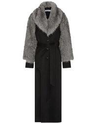 SRVC Studio - Raven Faux-Fur Trim Coat - Lyst