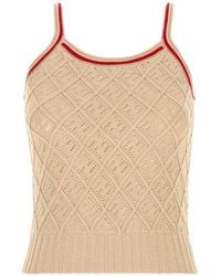 Fendi - Argyle-Motif Ribbed-Trim Top - Lyst