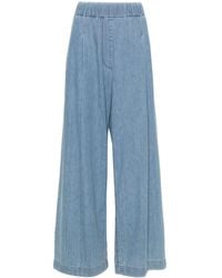 Dries Van Noten - Elasticated-waist Pleated Wide-leg Jeans - Lyst