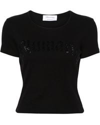 Blumarine - Geripptes T-Shirt mit Strass - Lyst