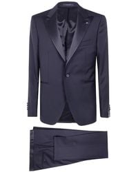 Tagliatore - Satin-Trim Peak-Lapel Suit - Lyst