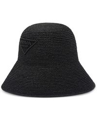 Prada - Triangle-logo Raffia Hat - Lyst
