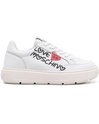 Love Moschino - Logo-Print Leather Sneakers - Lyst