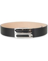 Victoria Beckham - Logo-Plaque Grained-Leather Belt - Lyst