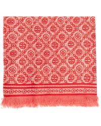 Tory Burch - Sciarpa T-Monogram Con Frange - Lyst