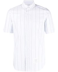 Thom Browne - Striped Short-sleeve Cotton Shirt - Lyst