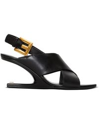 Balmain - Anthem No Wedge Smooth Leather Sandals - Lyst