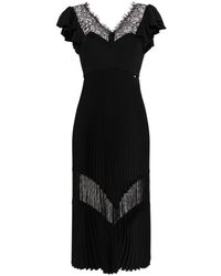 Nissa - Lace-detailed Pleated Midi Dress - Lyst