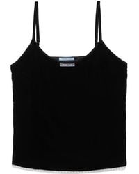 Prada - Fluwelen Top Met Logo - Lyst