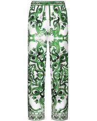 Dolce & Gabbana - Silk Twill jogging Pants With Majolica Print - Lyst