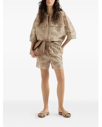 Brunello Cucinelli - Cotton Organza Outerwear Jacket With Dazzling Broderie Anglaise - Lyst