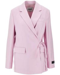 MSGM - Blazer À Fermeture Nouée Et Manches Longues - Lyst