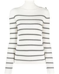 Liu Jo - Striped Roll-Neck Ribbed-Knit Jumper - Lyst