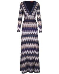 Missoni - Zigzag-Knit V-Neck Maxi Dress - Lyst