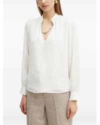 Guess - V-Neck Long-Sleeve Blouse - Lyst