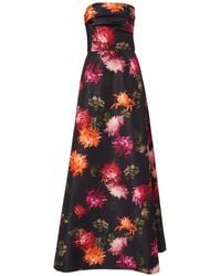 Carolina Herrera - Chrysanthemum-Print Strapless Maxi Dress - Lyst
