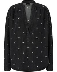 Pinko - Dark Denim Blouse With Eyelets - Lyst