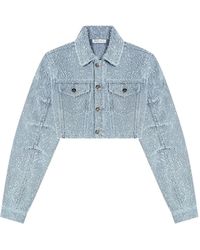 Manière De Voir - Catherine Cropped Bouclé Denim Jacket - Lyst