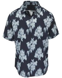 Vince - Floral-Print Short-Sleeve Button-Down Cotton Shirt - Lyst
