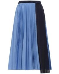 Sacai - Midi-Plooirok Met Gedrapeerd Detail - Lyst