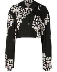 Amir Slama - Text-Print Cropped Hoodie - Lyst