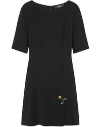 Versace - Safety Pin Flared Matte Satin Mini Dress - Lyst
