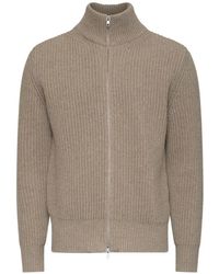 MM6 by Maison Margiela - Ribbed-Knit Zip-Up Sweater - Lyst