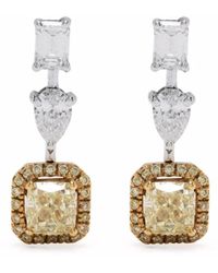 Monan 18kt White Gold Diamond Drop Earrings - Metallic