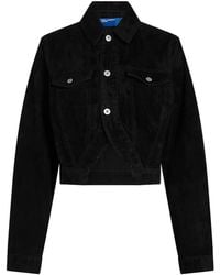 KARL LAGERFELD - Long-Sleeve Cropped Denim Jacket - Lyst