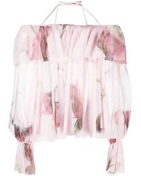 Blumarine - Bluse Mit Blumen-Print - Lyst