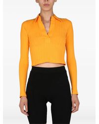 Helmut Lang - Geribbelde Top Met Kraag - Lyst