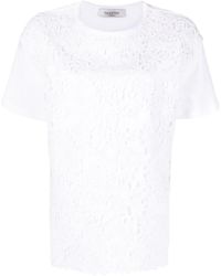 Valentino Garavani - Logo Print Lace-Panel T-Shirt - Lyst