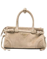 Prada - Buckle Suede Tote Bag - Lyst