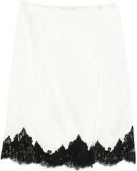 Stella McCartney - Satijnen Midi-Rok Met Kanten Afwerking - Lyst