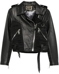 MITILIANE COUTURE - Gedrapeerd Leren Bikerjack - Lyst