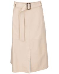 Isaia - Belted Front-Slit Skirt - Lyst