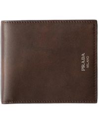 Prada - Antiqued Leather Wallet - Lyst