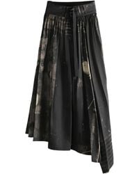 Y's Yohji Yamamoto - Pleated Print Midi Skirt - Lyst