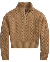 Polo Ralph Lauren - Cable Wool-Cashmere Half-Zip Sweater - Lyst