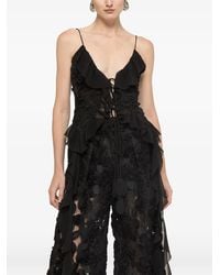 Nissa - 3D Floral-Embroidered Ruffled Top - Lyst