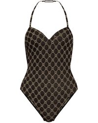Emporio Armani - Monogram-print Halterneck Swimsuit - Lyst