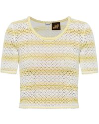 Loewe - Striped Pointelle-Knit T-Shirt - Lyst