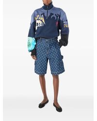 Marine Serre Moon Laser Denim Shorts in Blue | Lyst